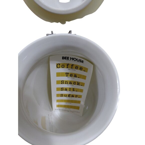 Vintage NOB Bee House Japan White Ceramic Airtight Canister 7" Kitchen Storage - Picture 5 of 12